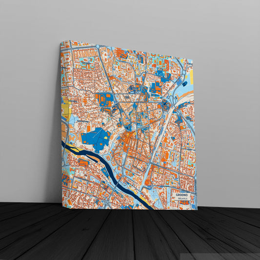 Гродна Belarus Colorful City Map Canvas Print
