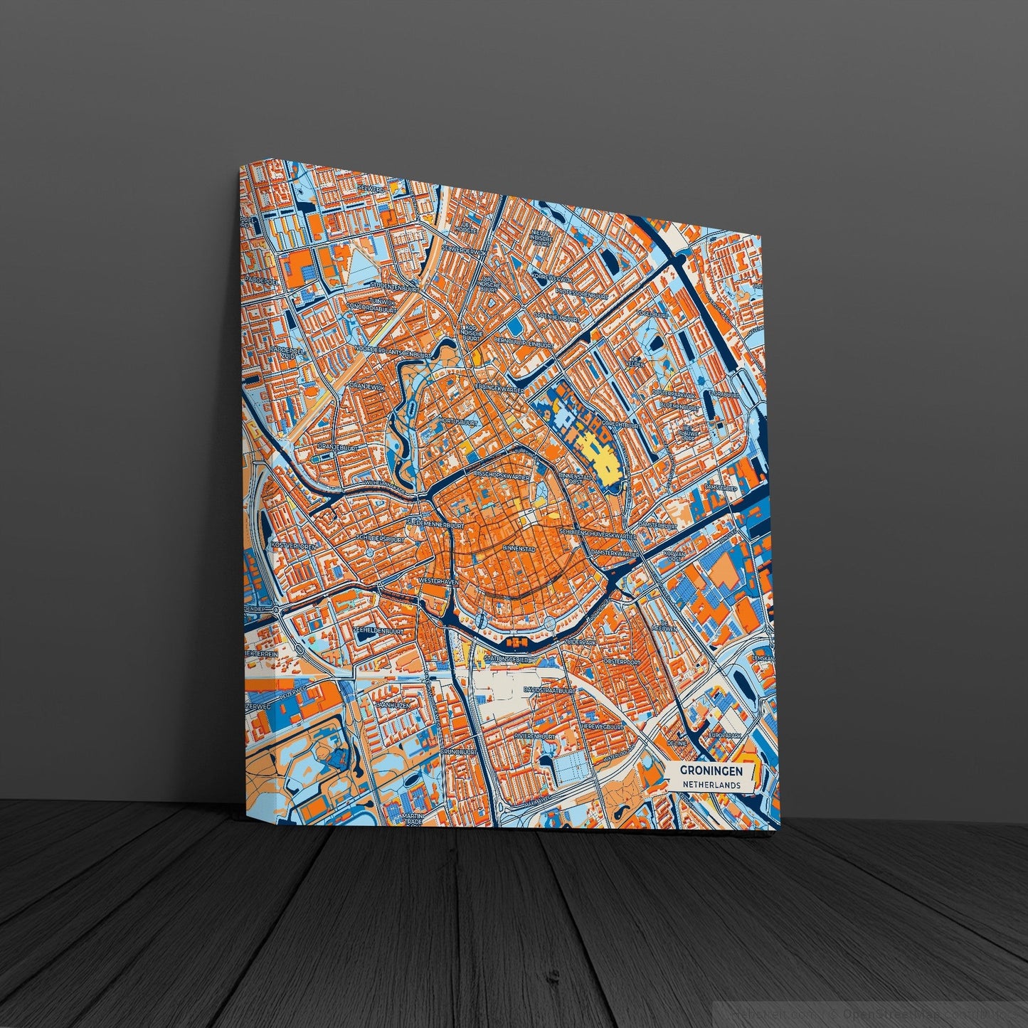 Groningen Netherlands Colorful City Map Canvas Print