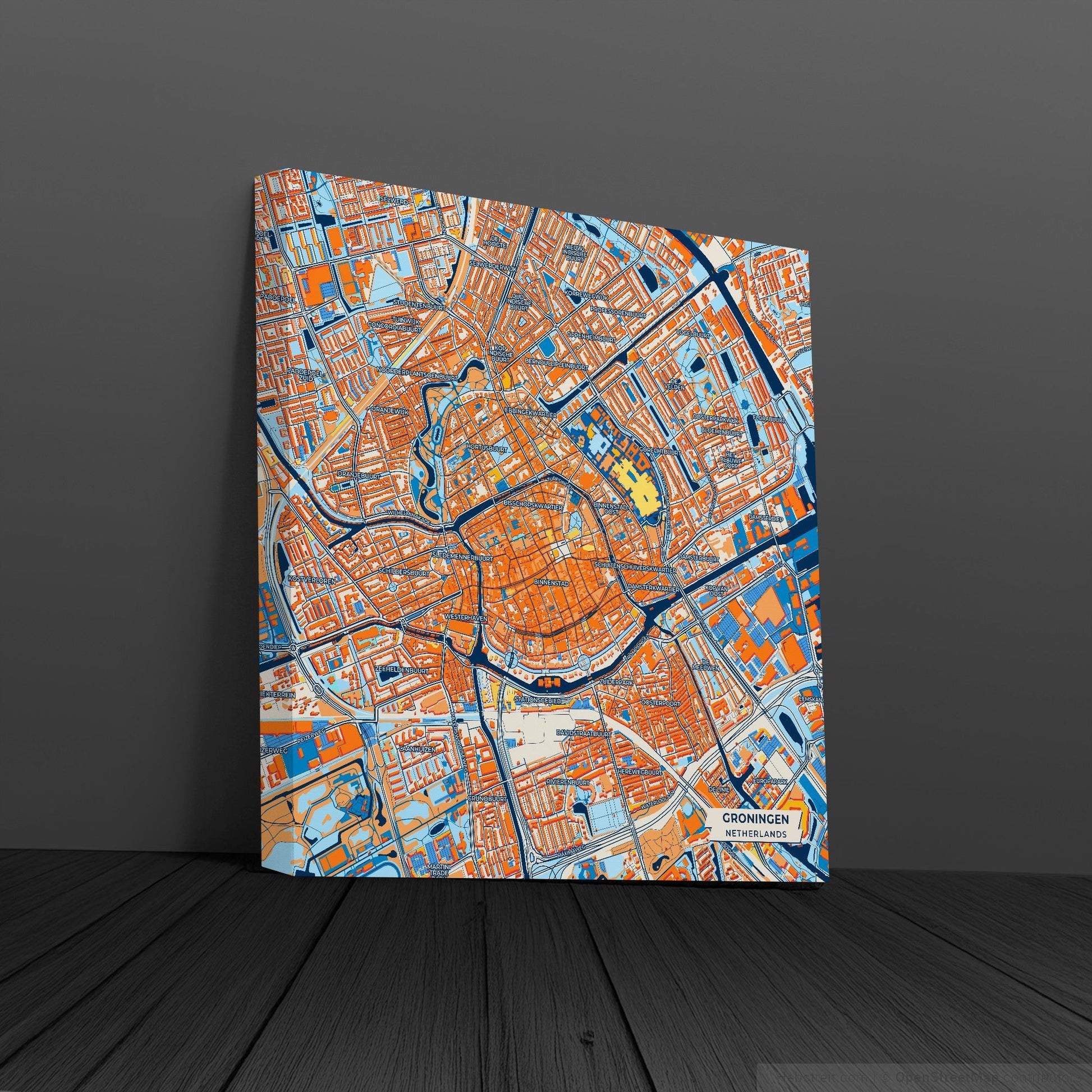 Groningen Netherlands Colorful City Map Canvas Print