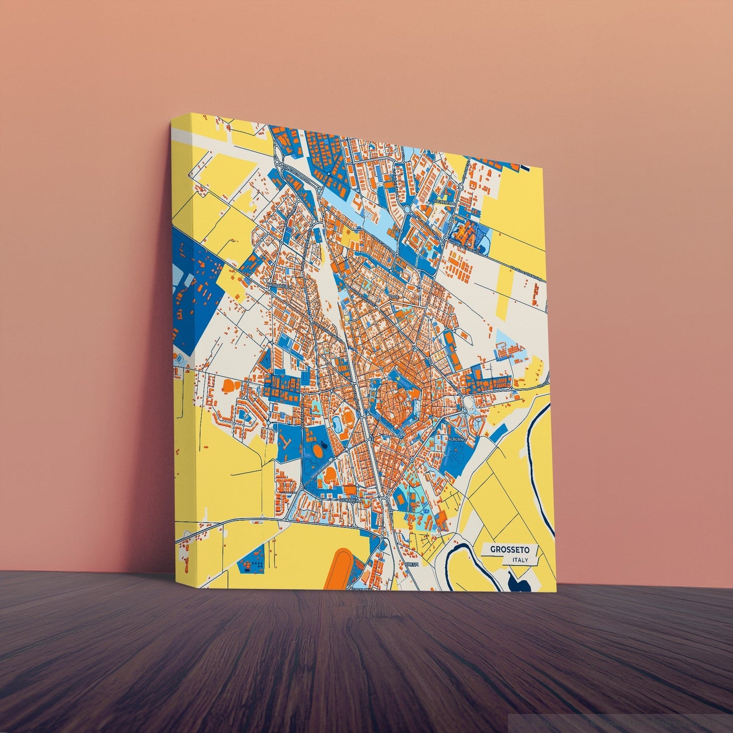 Grosseto Italy Colorful City Map Canvas Print