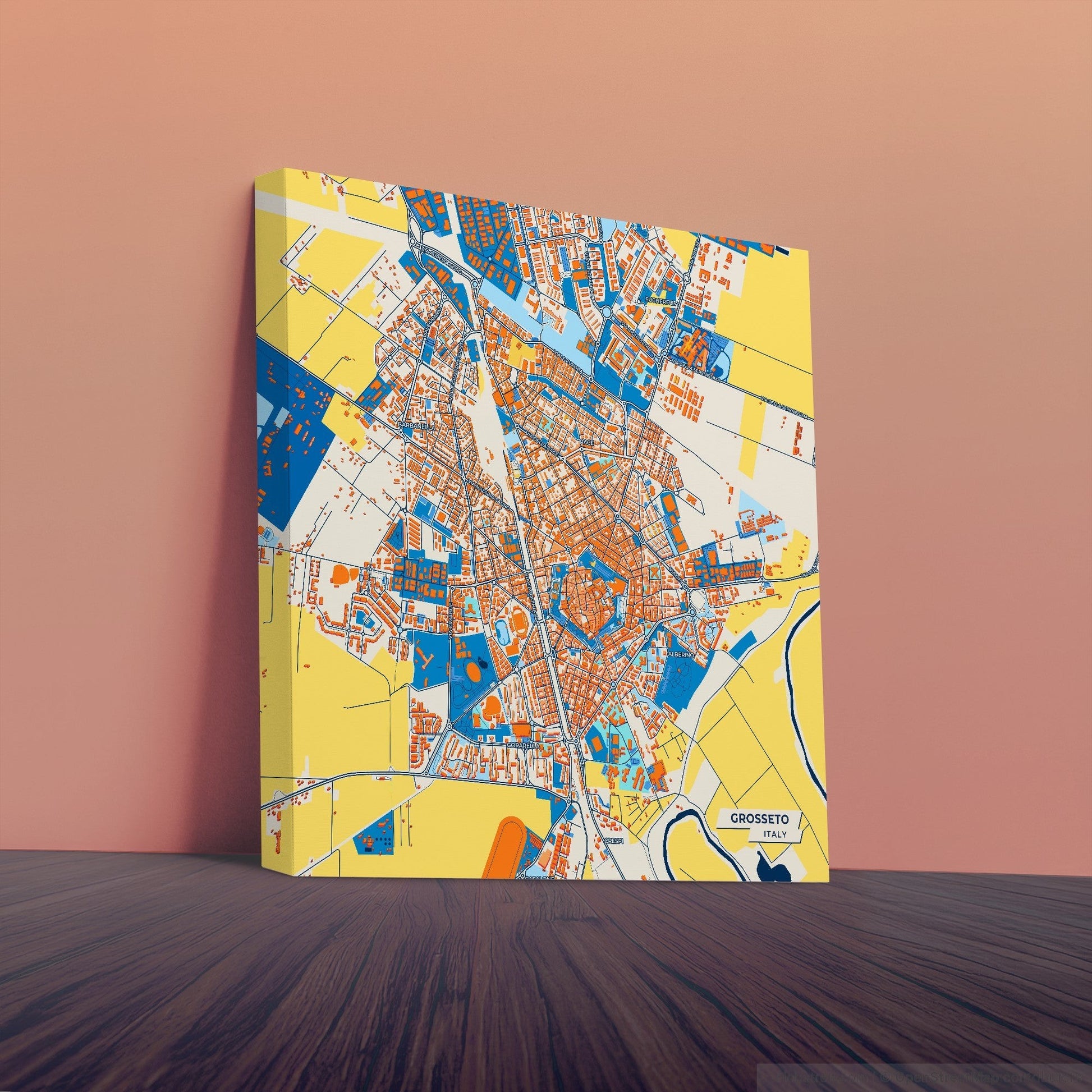 Grosseto Italy Colorful City Map Canvas Print