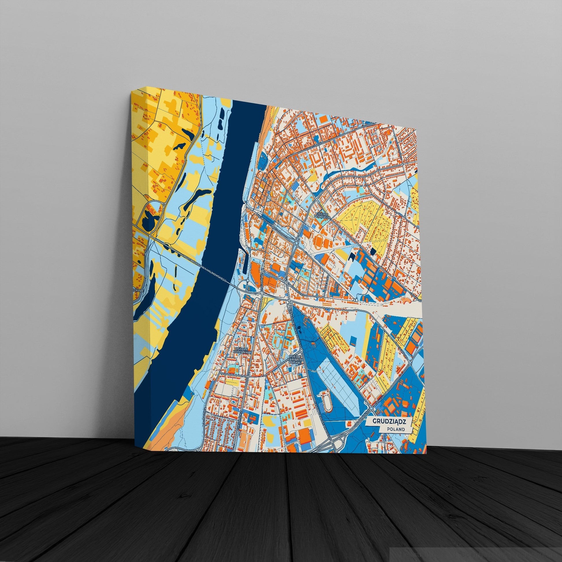 Grudziądz Poland Colorful City Map Canvas Print