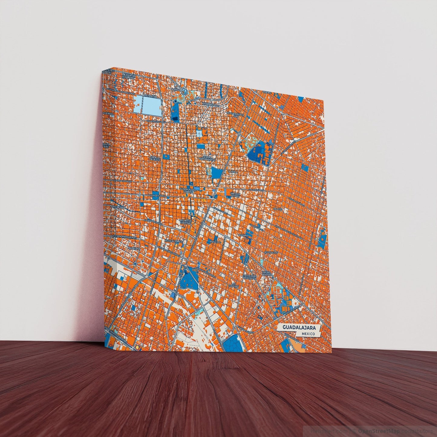 Guadalajara Mexico Colorful City Map Canvas Print