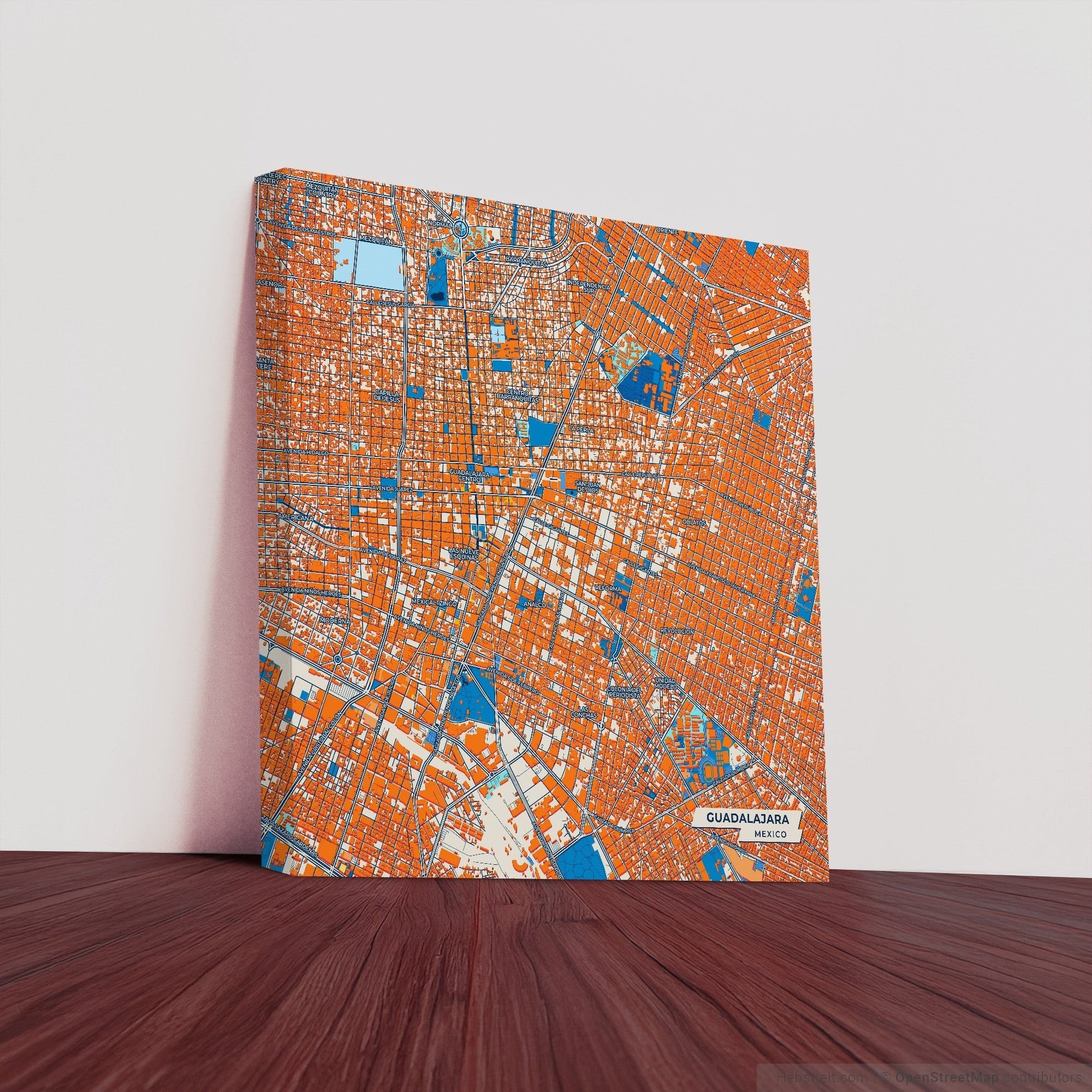 Guadalajara Mexico Colorful City Map Canvas Print