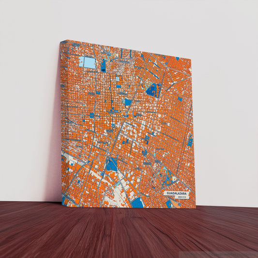 Guadalajara Mexico Colorful City Map Canvas Print