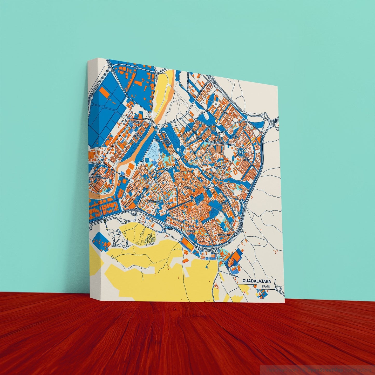 Guadalajara Spain Colorful City Map Canvas Print