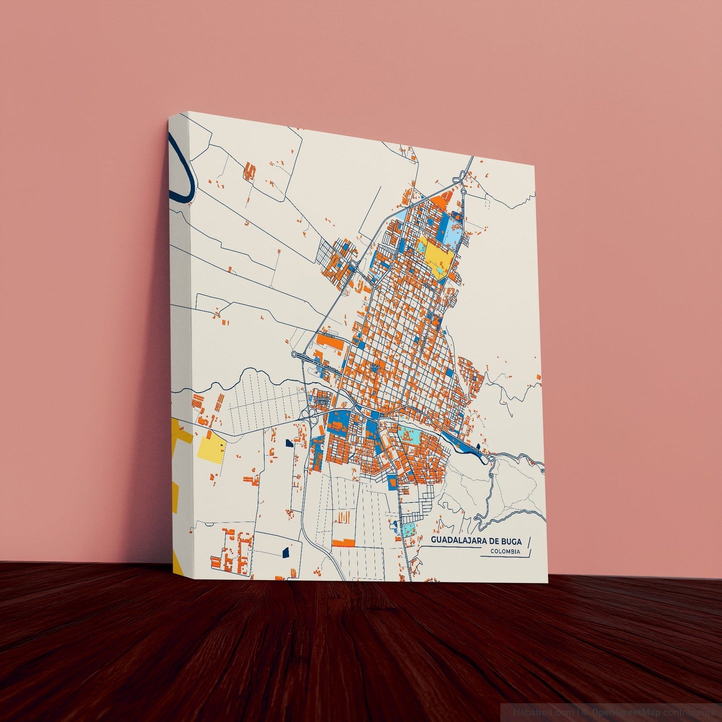 Guadalajara De Buga Colombia Colorful City Map Canvas Print