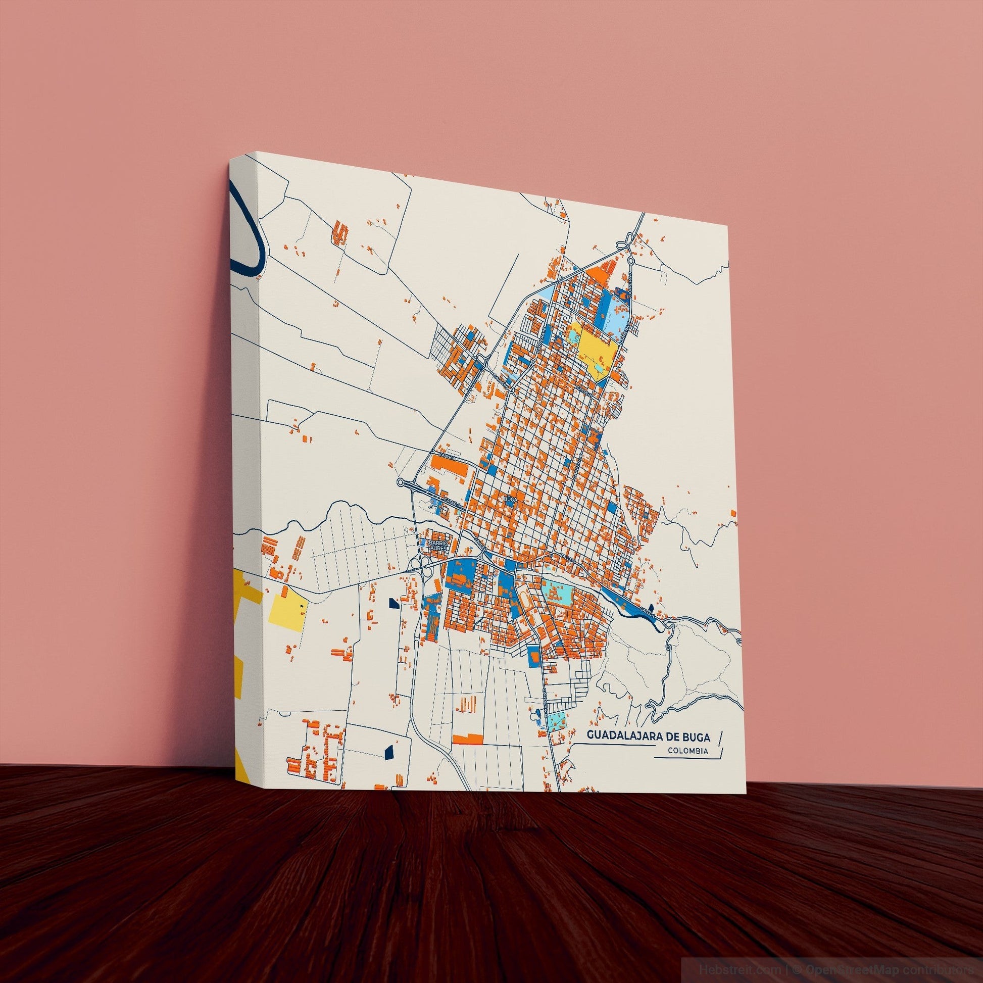 Guadalajara De Buga Colombia Colorful City Map Canvas Print