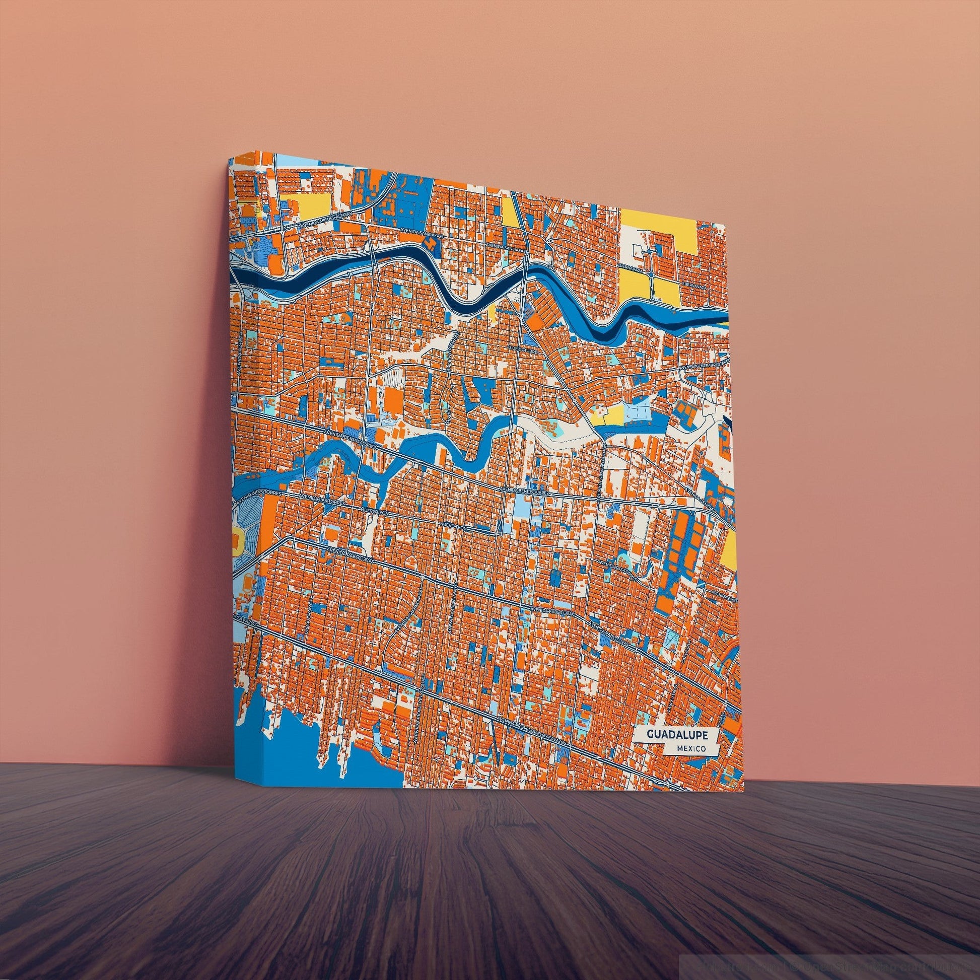 Guadalupe Mexico Colorful City Map Canvas Print