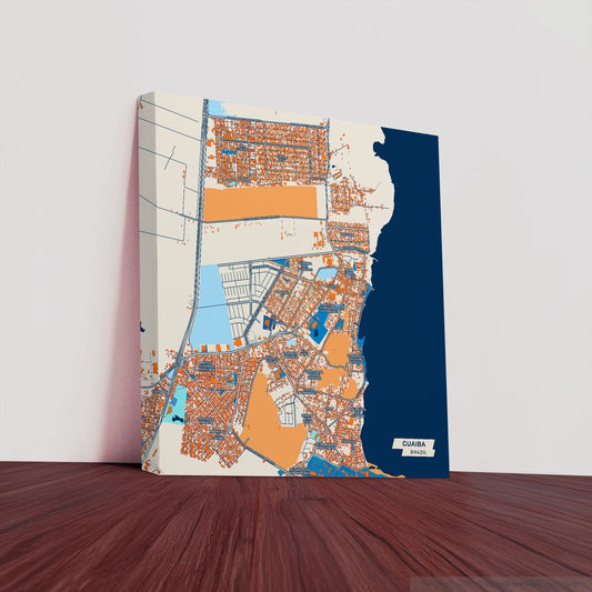 Guaiba Brazil Colorful City Map Canvas Print