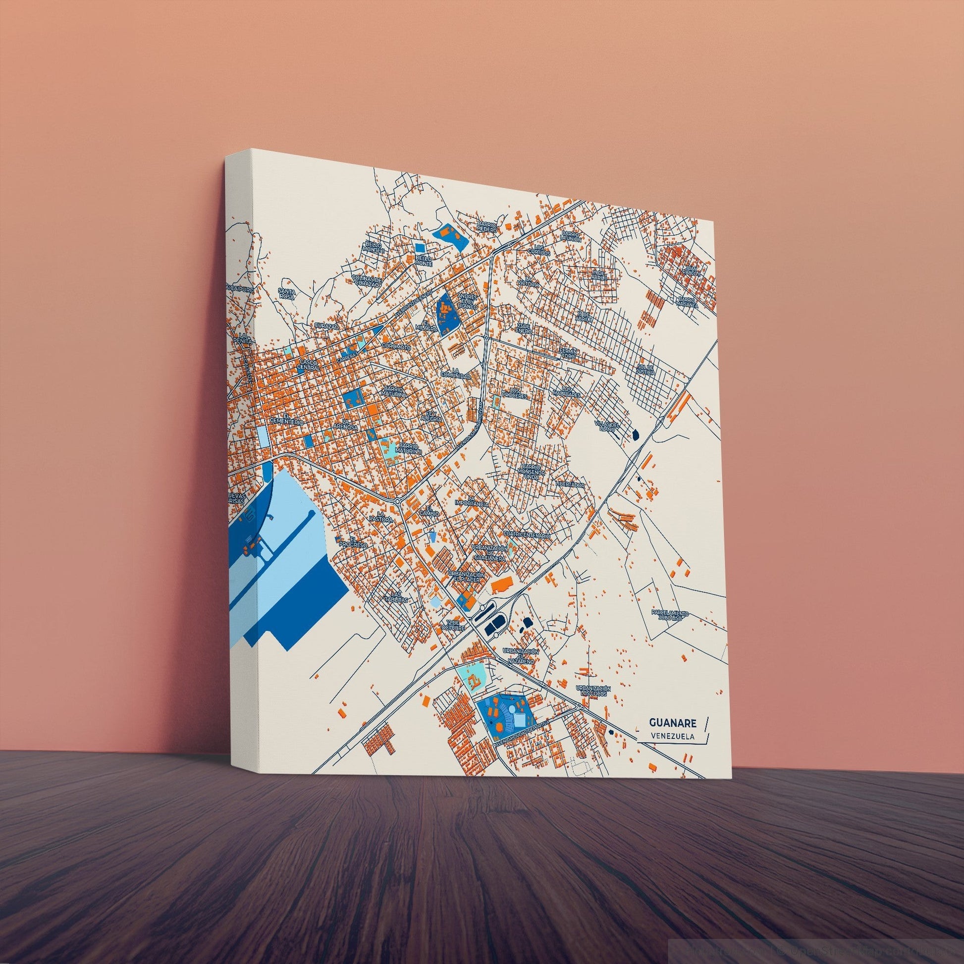 Guanare Venezuela Colorful City Map Canvas Print