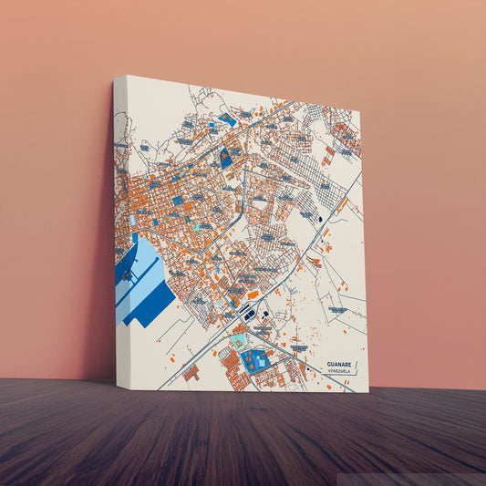 Guanare Venezuela Colorful City Map Canvas Print