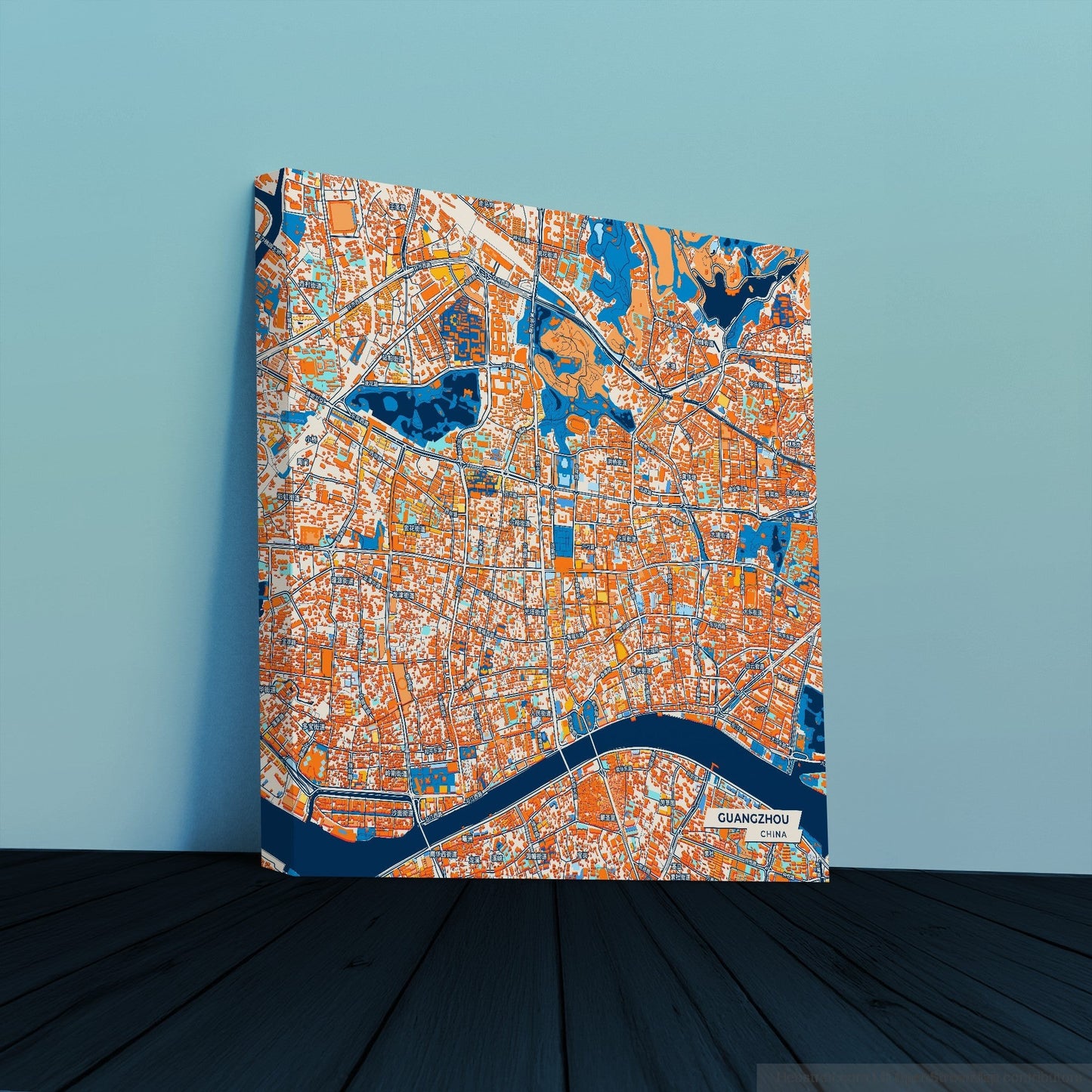 Guangzhou China Colorful City Map Canvas Print