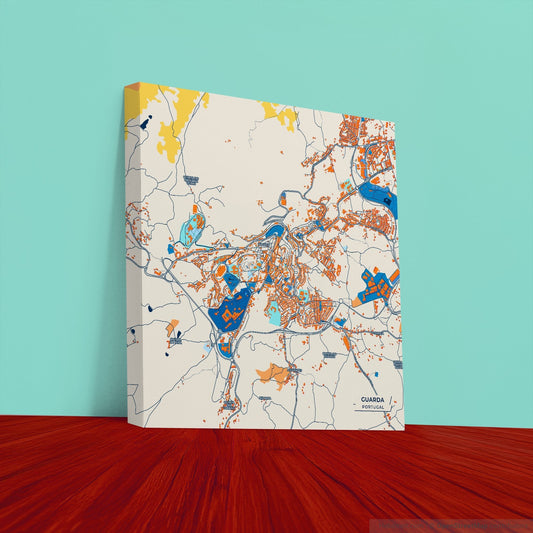 Guarda Portugal Colorful City Map Canvas Print