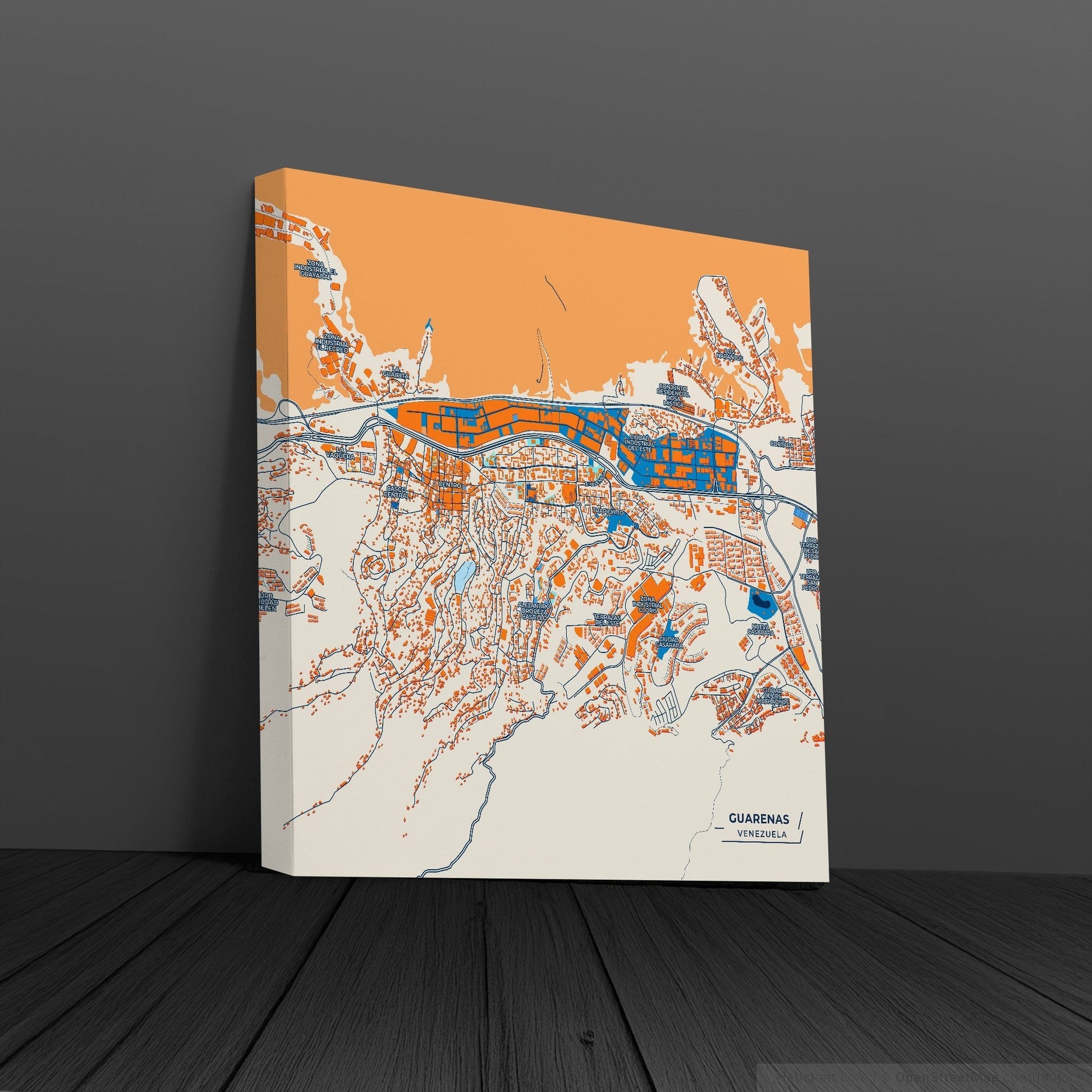 Guarenas Venezuela Colorful City Map Canvas Print