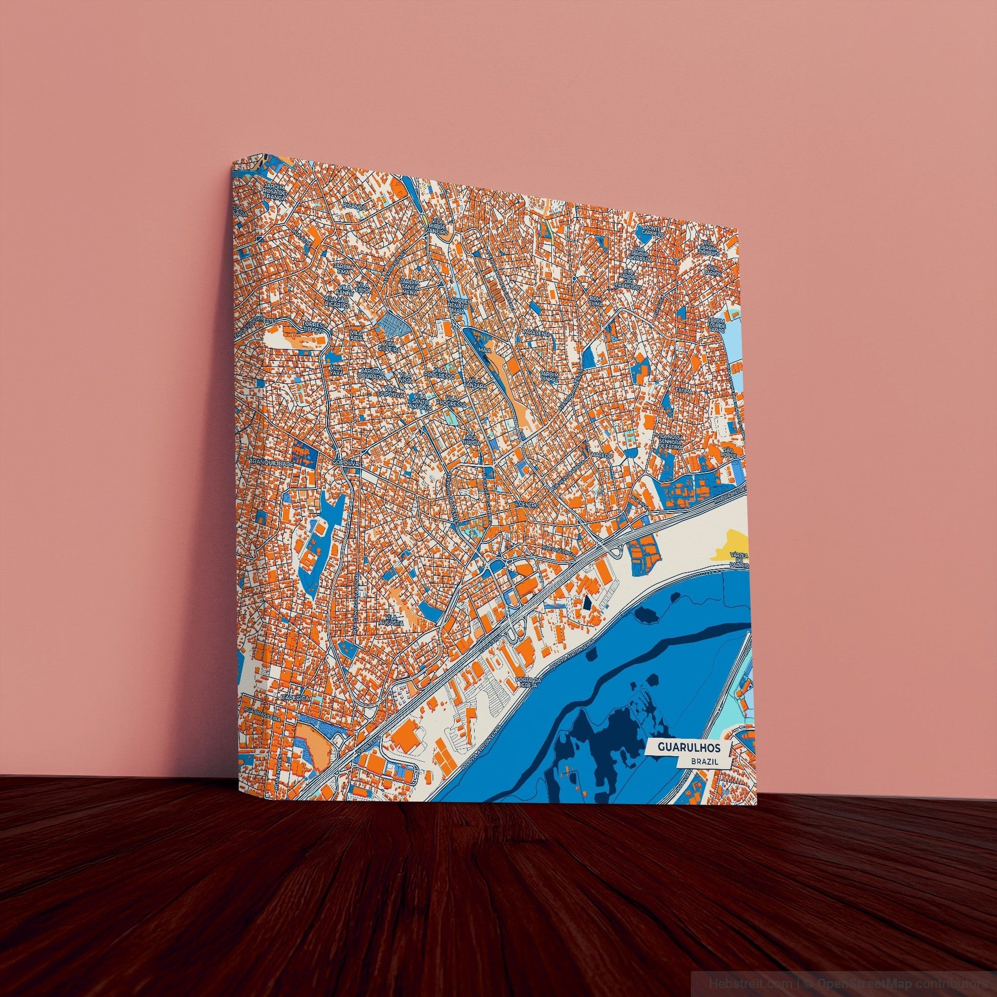 Guarulhos Brazil Colorful City Map Canvas Print