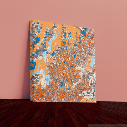 Guatemala City Guatemala Colorful City Map Canvas Print
