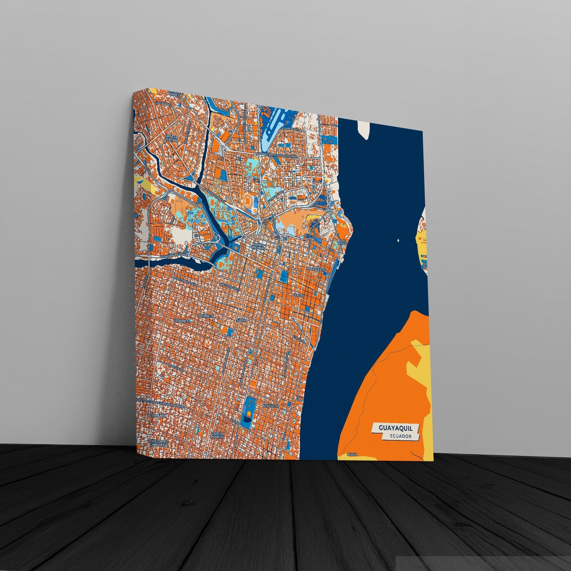 Guayaquil Ecuador Colorful City Map Canvas Print