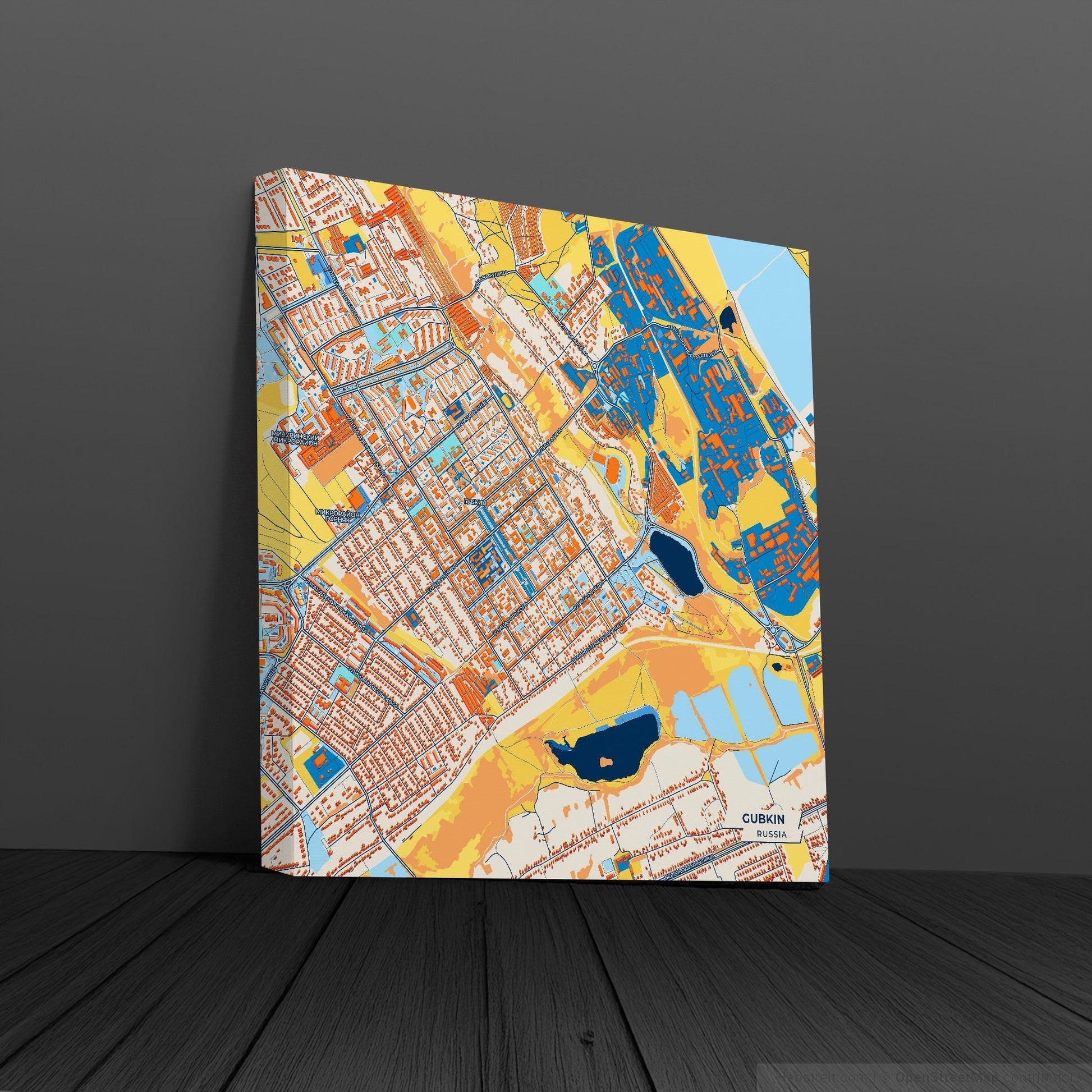 Губкин Russia Colorful City Map Canvas Print