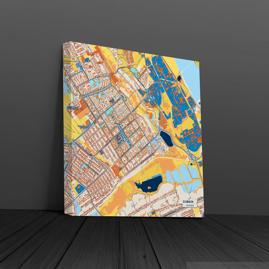 Губкин Russia Colorful City Map Canvas Print