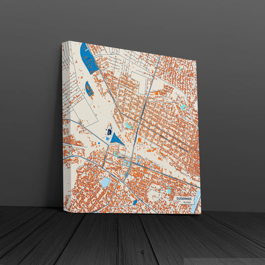 Гудермес Russia Colorful City Map Canvas Print