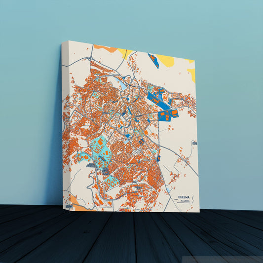 Guelma Algeria Colorful City Map Canvas Print