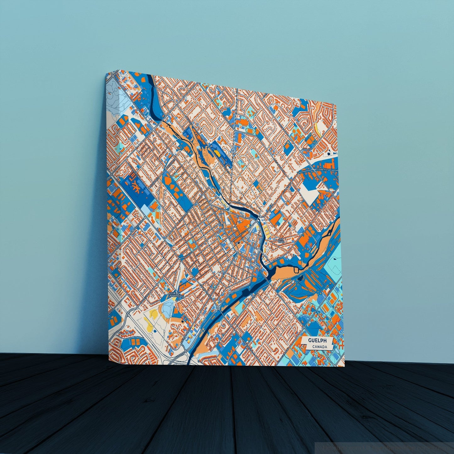 Guelph Canada Colorful City Map Canvas Print