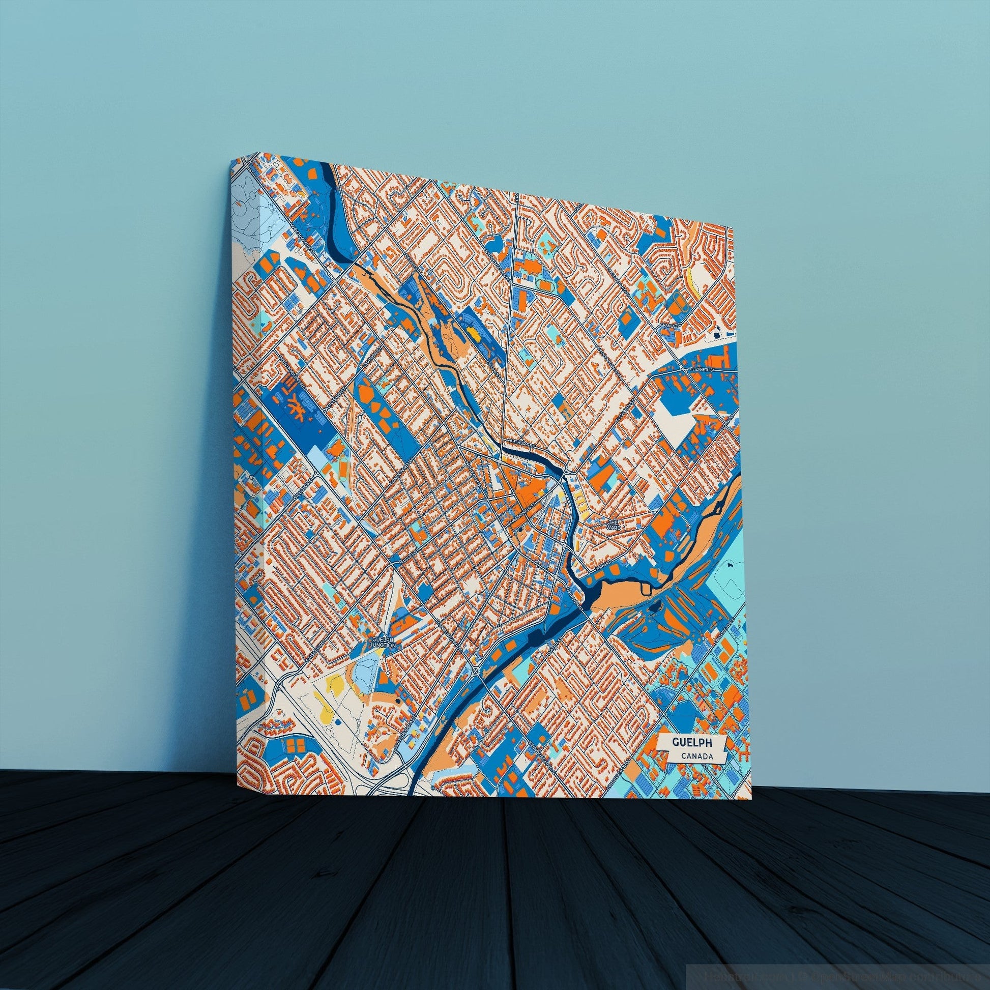 Guelph Canada Colorful City Map Canvas Print