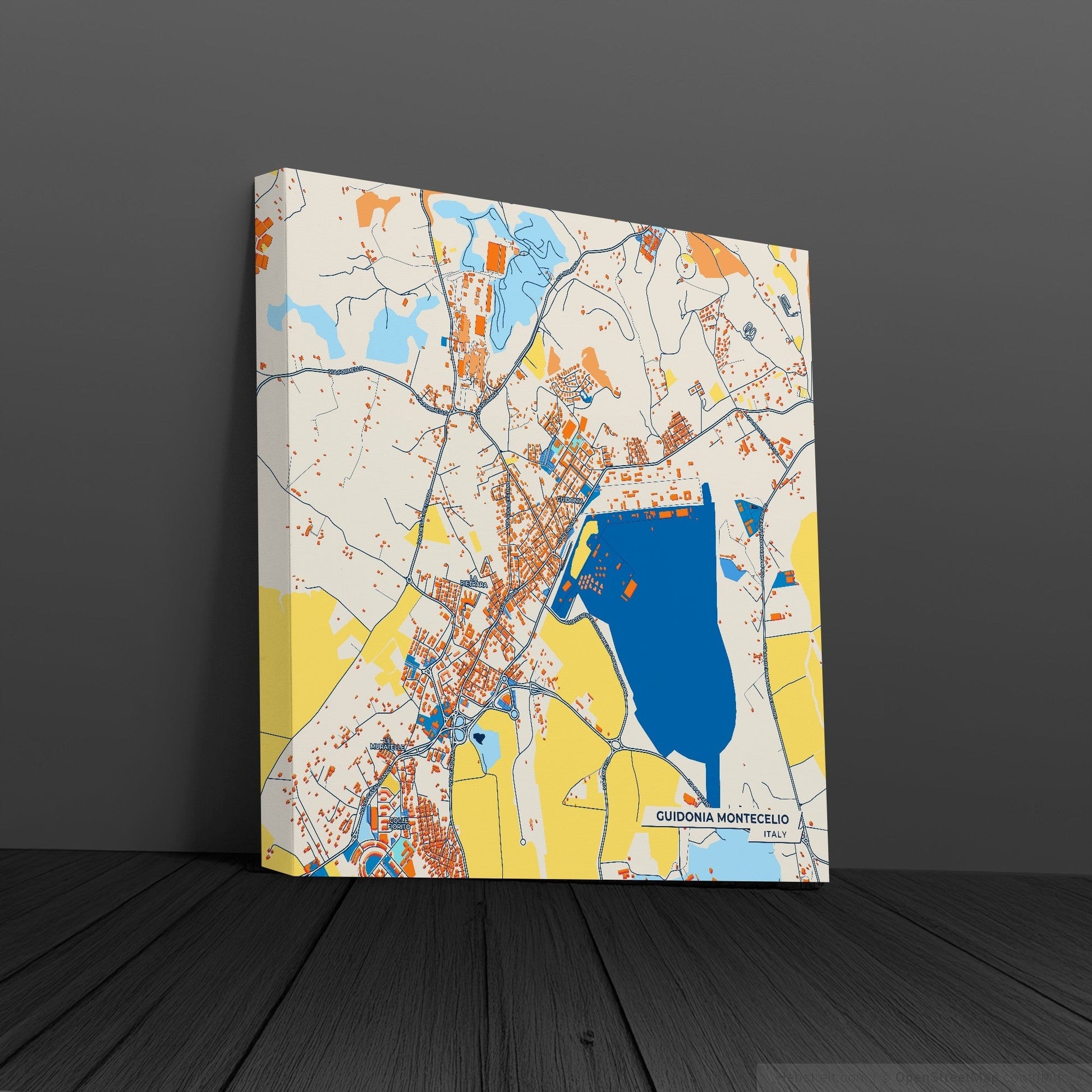 Guidonia Montecelio Italy Colorful City Map Canvas Print
