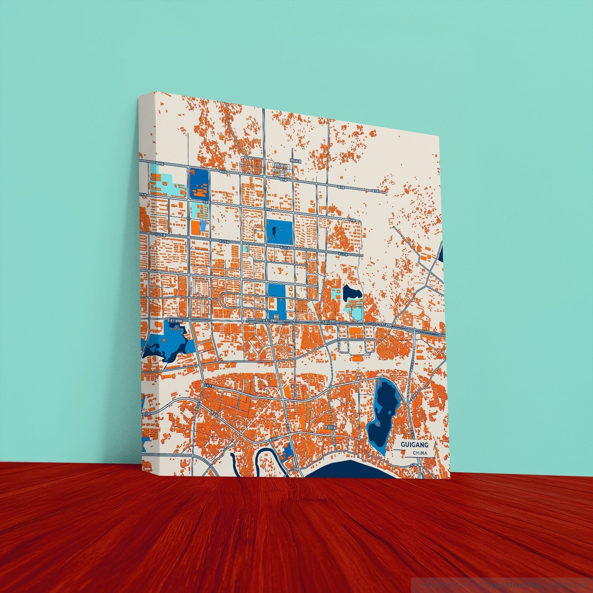 Guigang China Colorful City Map Canvas Print