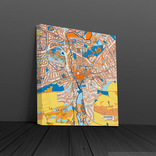 Guildford England Colorful City Map Canvas Print