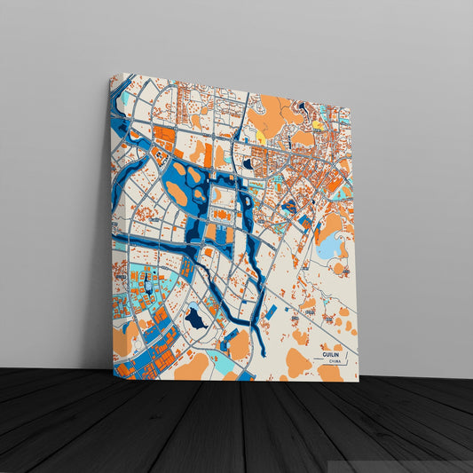 Guilin China Colorful City Map Canvas Print