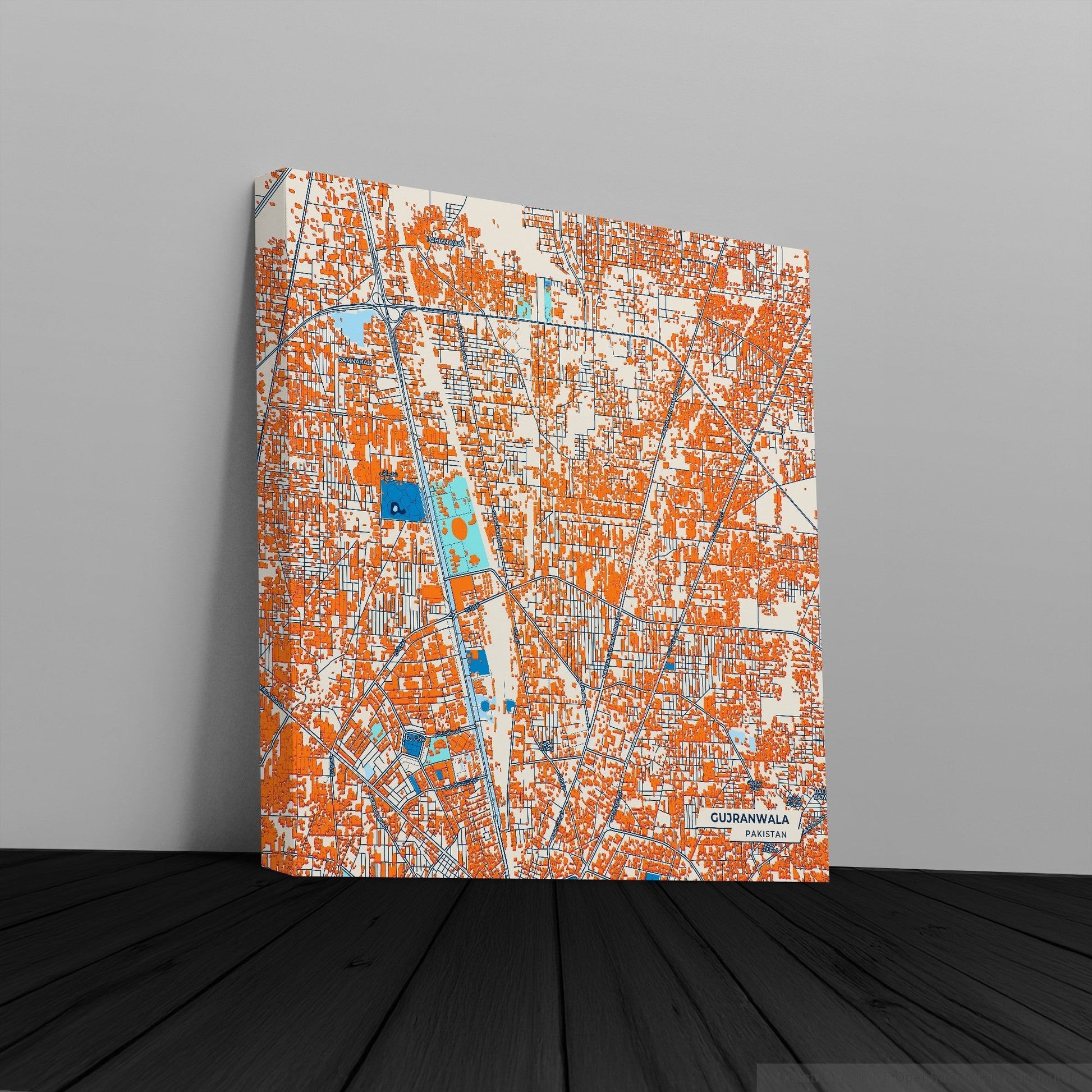 Gujranwala Pakistan Colorful City Map Canvas Print