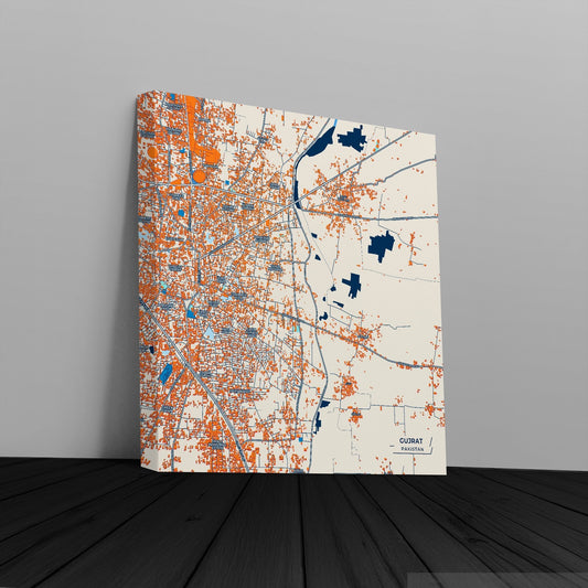 Gujrat Pakistan Colorful City Map Canvas Print
