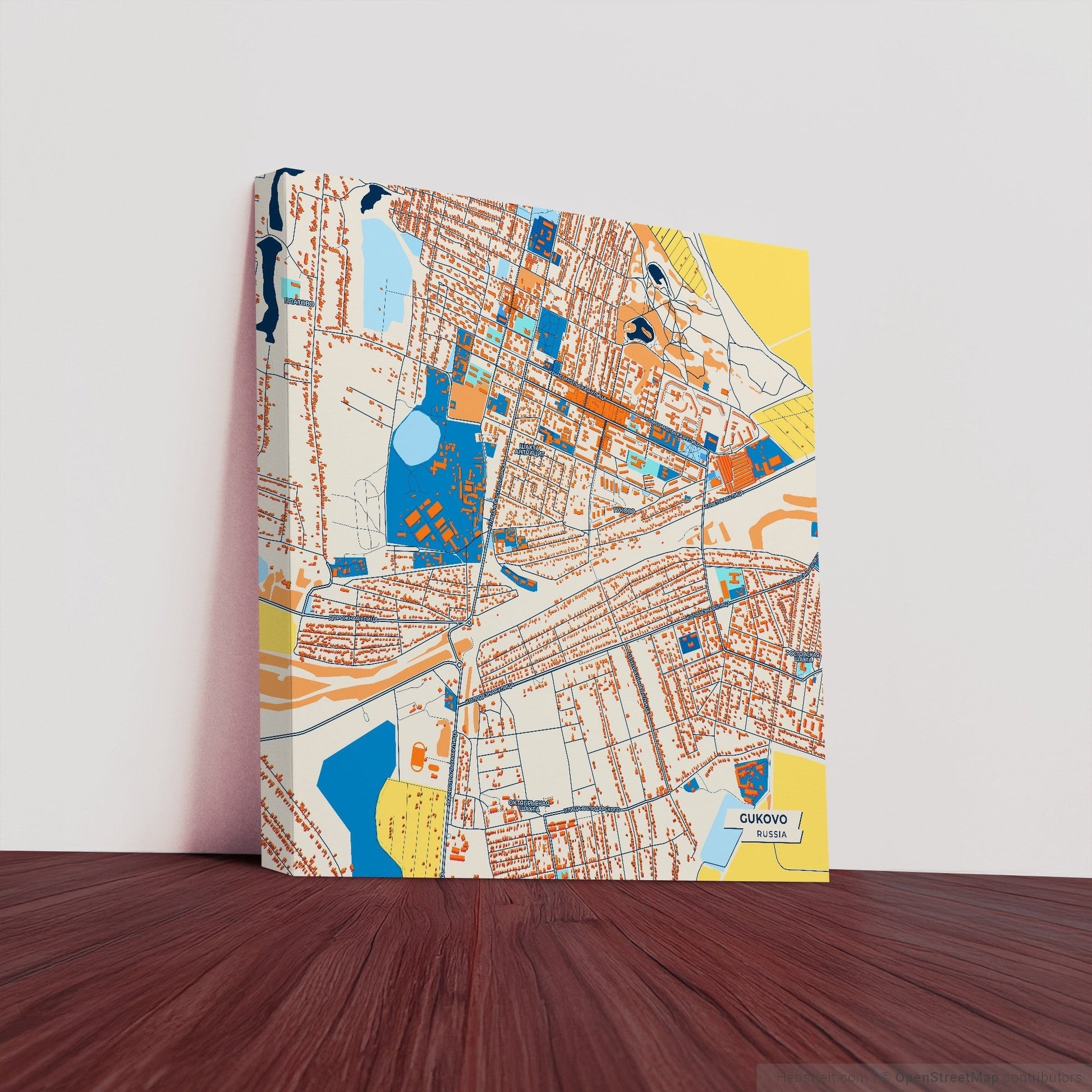 Гуково Russia Colorful City Map Canvas Print