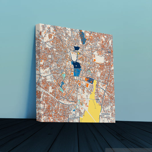 Gulbarga India Colorful City Map Canvas Print