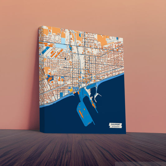 Gulfport Mississippi Colorful City Map Canvas Print