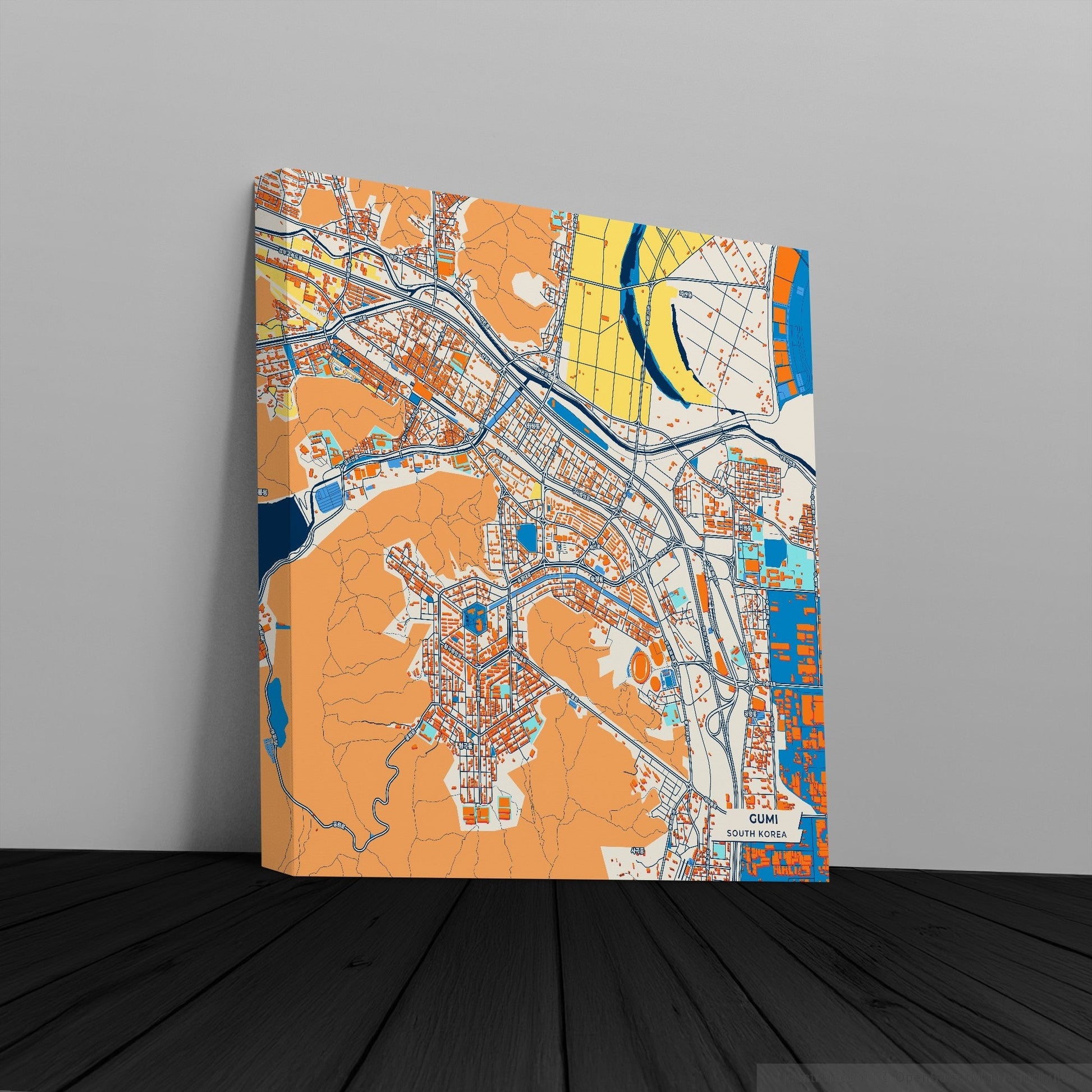 Gumi South Korea Colorful City Map Canvas Print