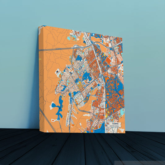 Gunpo South Korea Colorful City Map Canvas Print