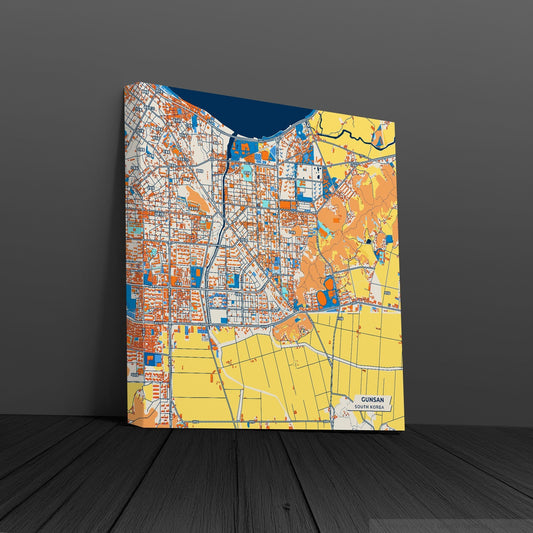 Gunsan South Korea Colorful City Map Canvas Print