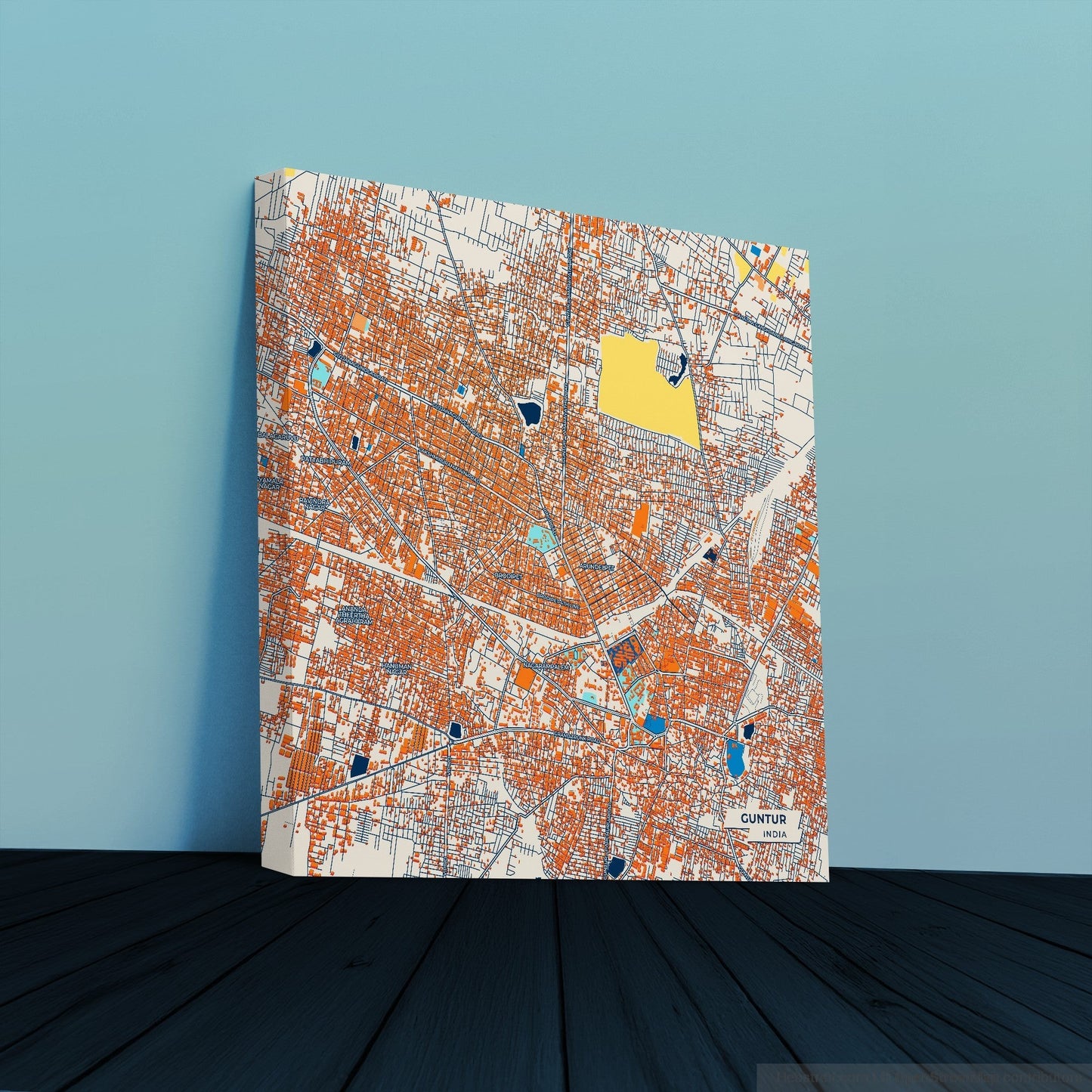Guntur India Colorful City Map Canvas Print