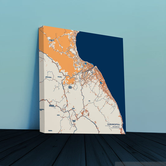 Gunungsitoli Indonesia Colorful City Map Canvas Print