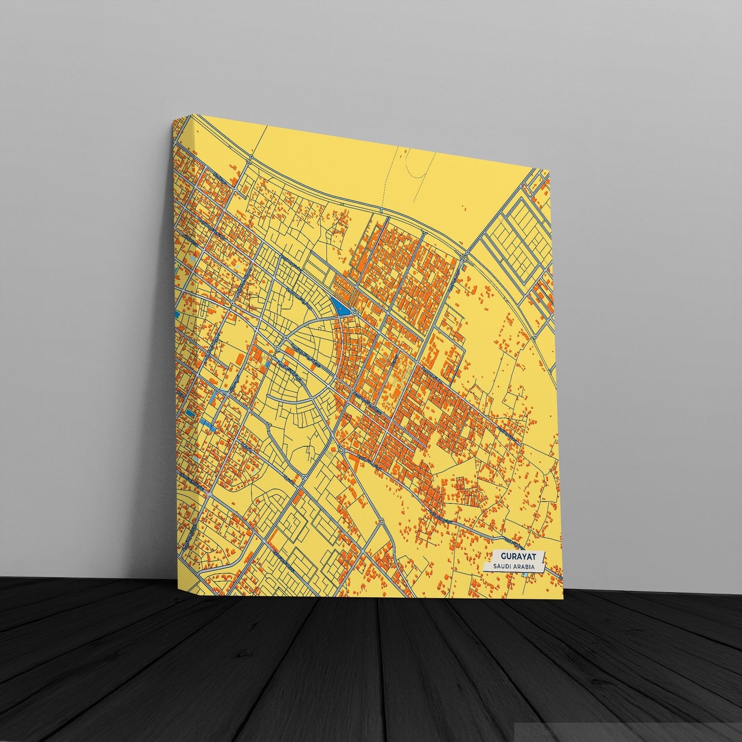 Gurayat Saudi Arabia Colorful City Map Canvas Print