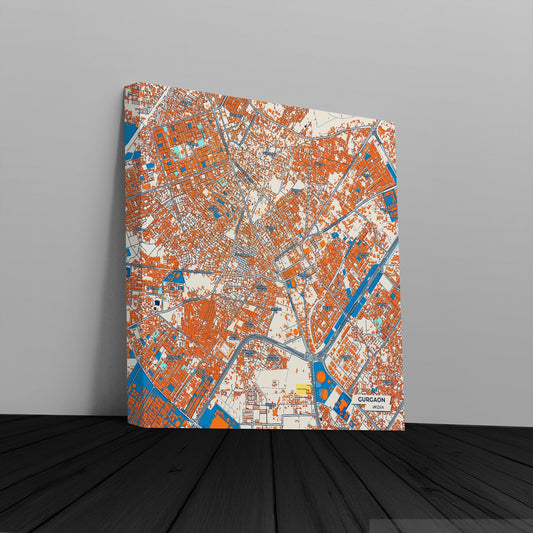 Gurgaon India Colorful City Map Canvas Print