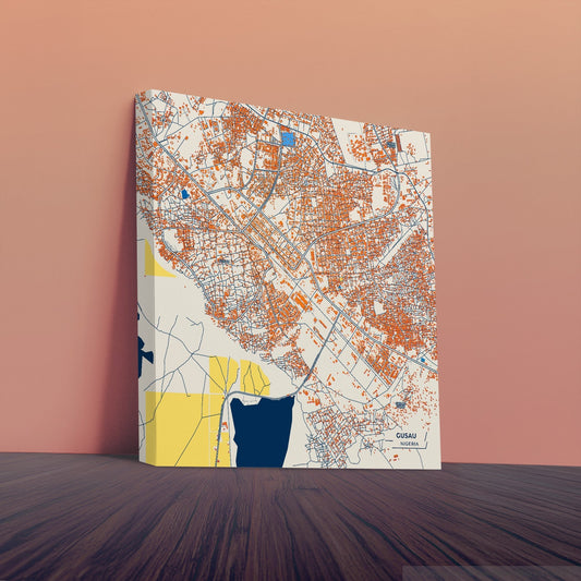 Gusau Nigeria Colorful City Map Canvas Print