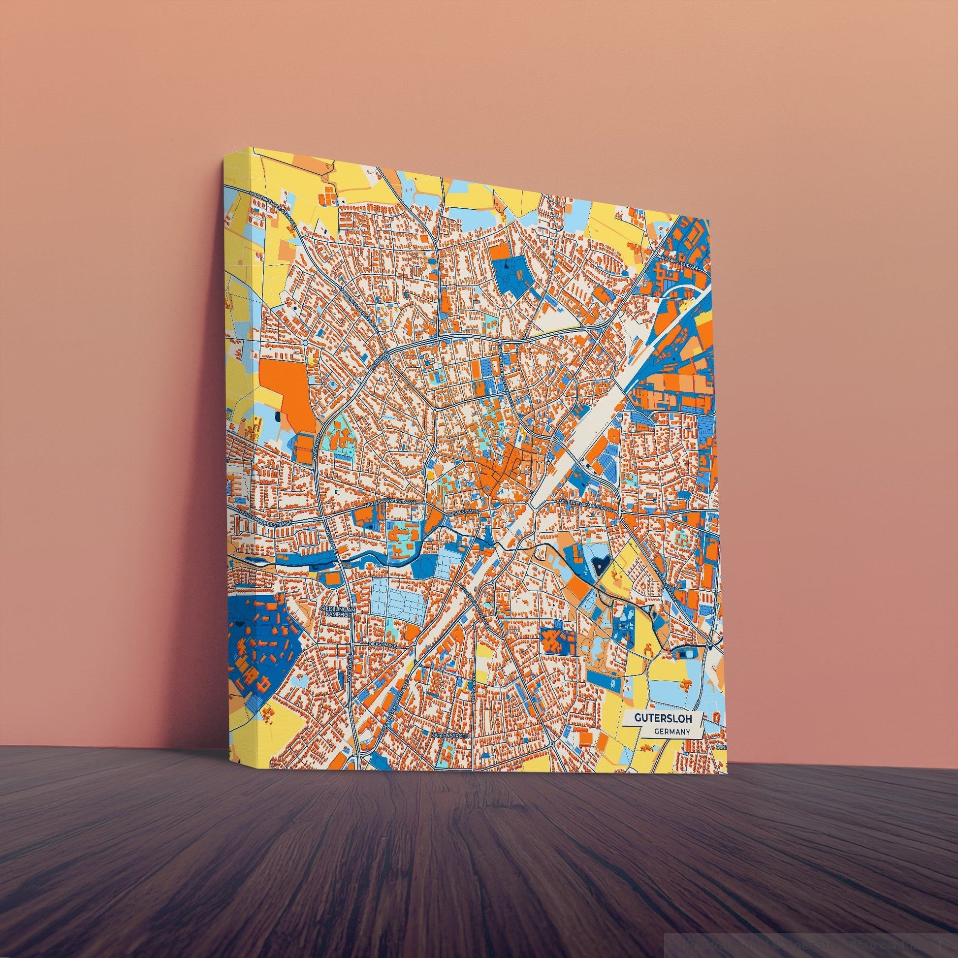 Gütersloh Germany Colorful City Map Canvas Print