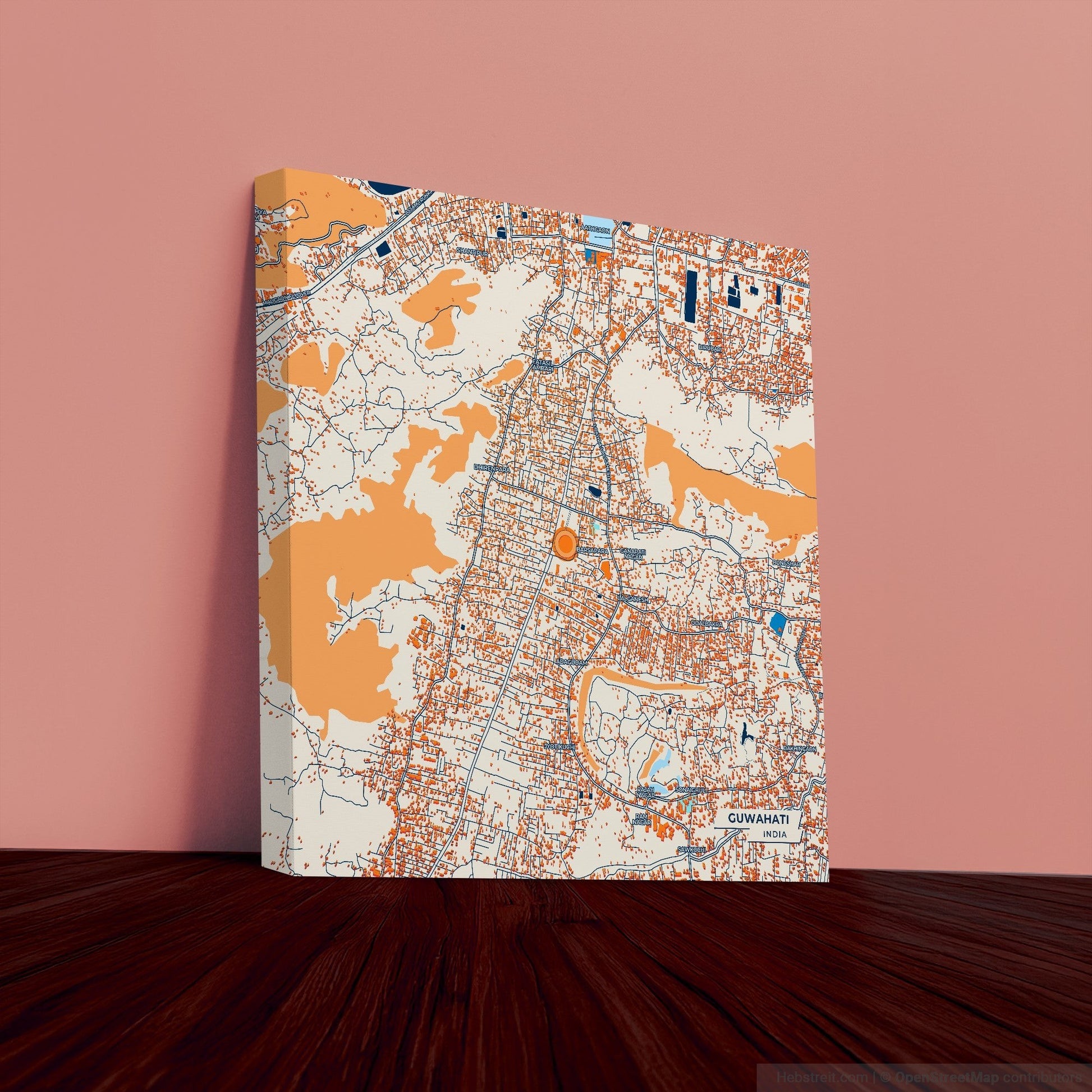 Guwahati India Colorful City Map Canvas Print