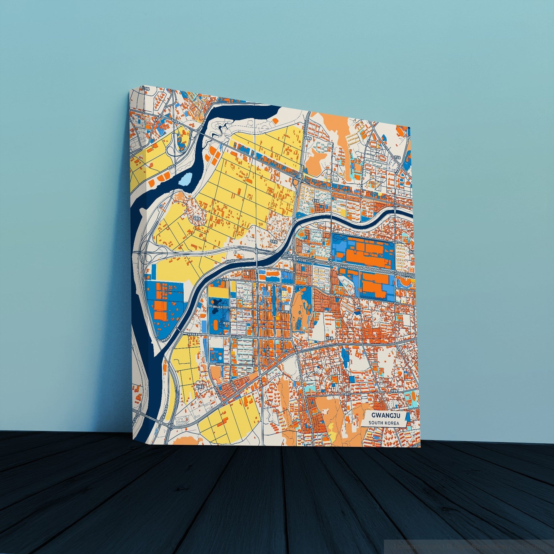 Gwangju South Korea Colorful City Map Canvas Print