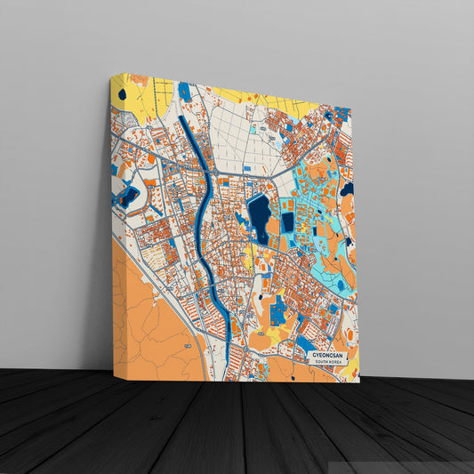 Gyeongsan South Korea Colorful City Map Canvas Print