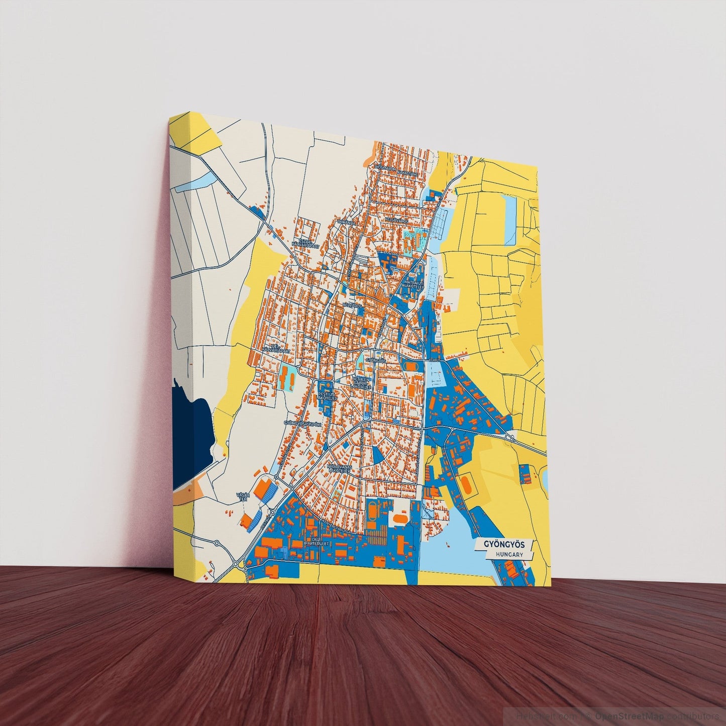 Gyöngyös Hungary Colorful City Map Canvas Print
